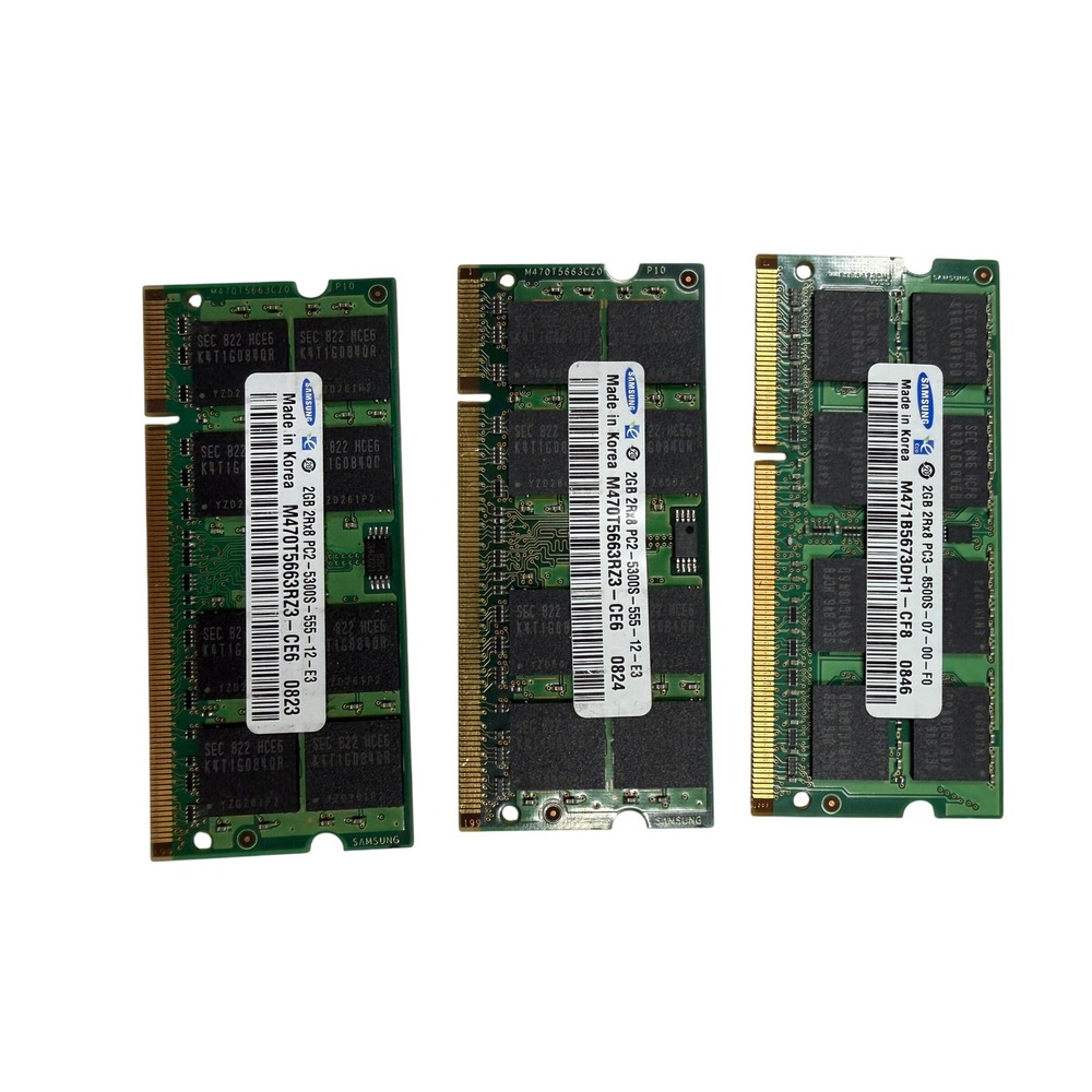 Samsung 6GB Lot 2GB PC2-5300S DDR2 and 2GB PC3-8500S DDR3 Laptop RAM SO-DIMM
